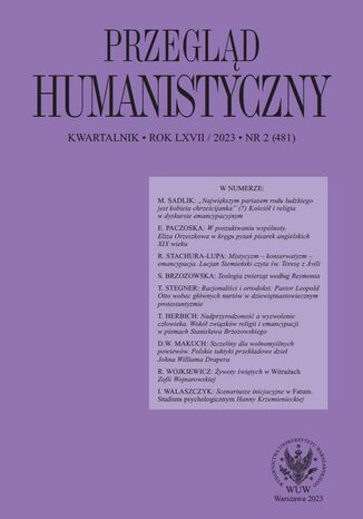 Przegląd Humanistyczny 2023/2 (481) Tomasz Wójcik - okladka książki