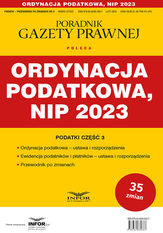 Ordynacja podatkowa, NIP 2023 praca zbiorowa - okladka książki