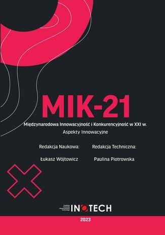 MIK-21 Międzynarodowa Innowacyjność i Konkurencyjność w XXI w. Aspekty Innowacyjne redakcja naukowa, Łukasz Wójtowicz - okladka książki