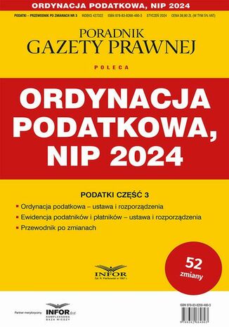 Ordynacja Podatkowa NIP 2024 Podatki Część 3 Praca zbiorowa - okladka książki