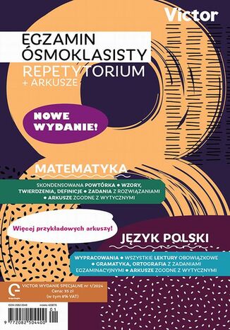 Victor Wydanie Specjalne Egzamin Ósmoklasisty repetytorium + arkusze nr 1/2024 Praca zbiorowa - okladka książki