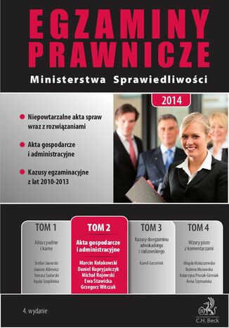 Egzaminy Prawnicze Ministerstwa Sprawiedliwości. Tom 2. Akta gospodarcze i administracyjne Grzegorz Witczak - okladka książki