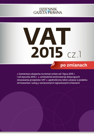 VAT 2015 po zmianach cz. 1 Tomasz Krywan - okladka książki