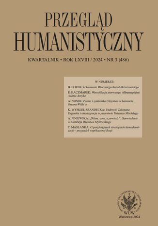 Przegląd Humanistyczny 2024/3 (486) Tomasz Wójcik - okladka książki