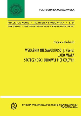 Wskaźnik niezawodności &#946; (beta) jako miara stateczności budowli piętrzących Zbigniew Kledyński - okladka książki