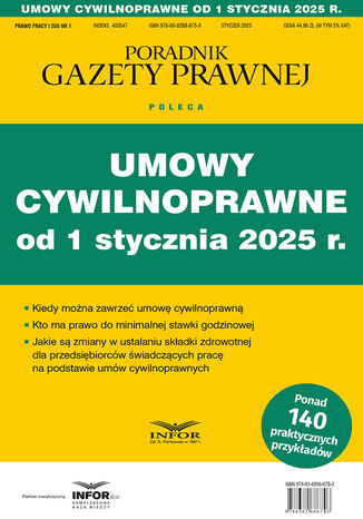 Umowy cywilnoprawne od 1 stycznia 2025 r.. Prawo pracy i ZUS 1/2024 praca zbiorowa - okladka książki