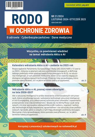 RODO w ochronie zdrowia, numer specjalny 21 Praca zbiorowa - okladka książki