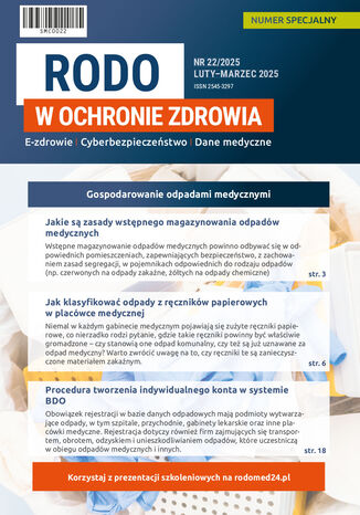 RODO w ochronie zdrowia, numer specjalny 22 Praca zbiorowa - okladka książki