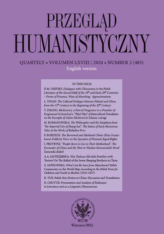 Przegląd Humanistyczny 2024/2 (485). English version Dawid Maria Osiński - okladka książki