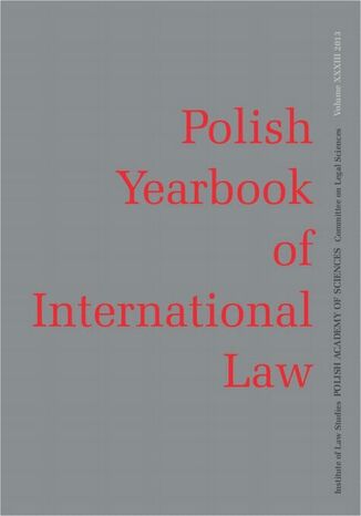 2013 Polish Yearbook of International Law vol. XXXIII Władysław Czapliński - okladka książki