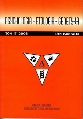Psychologia-Etologia-Genetyka nr 17/2008 Włodzimierz Oniszczenko - okladka książki