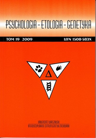 Psychologia-Etologia-Genetyka nr 19/2009 Włodzimierz Oniszczenko - okladka książki