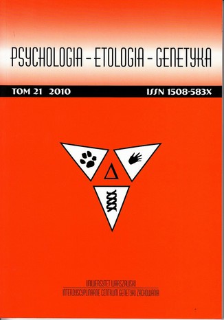 Psychologia-Etologia-Genetyka nr 21/2010 Włodzimierz Oniszczenko - okladka książki