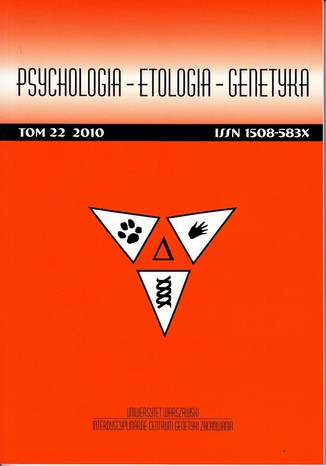 Psychologia-Etologia-Genetyka nr 22/2010 Włodzimierz Oniszczenko - okladka książki