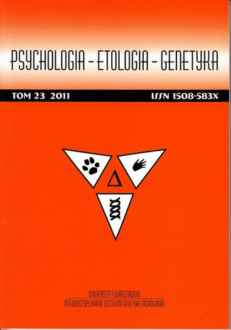 Psychologia-Etologia-Genetyka nr 23/2011 Włodzimierz Oniszczenko - okladka książki