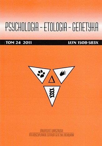 Psychologia-Etologia-Genetyka nr 24/2011 Włodzimierz Oniszczenko - okladka książki