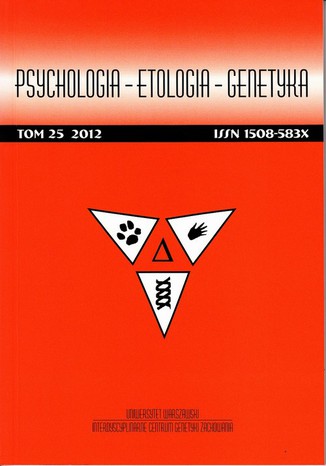 Psychologia-Etologia-Genetyka nr 25/2012 Włodzimierz Oniszczenko - okladka książki