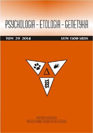 Psychologia-Etologia-Genetyka nr 29/2014 Włodzimierz Oniszczenko - okladka książki