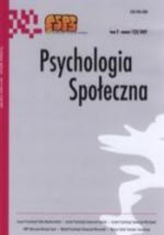 Psychologia Społeczna nr 1(3)/2007 Maria Lewicka - okladka książki