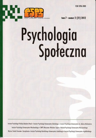 Psychologia Społeczna nr 2 (21) 2012 Maria Lewicka - okladka książki
