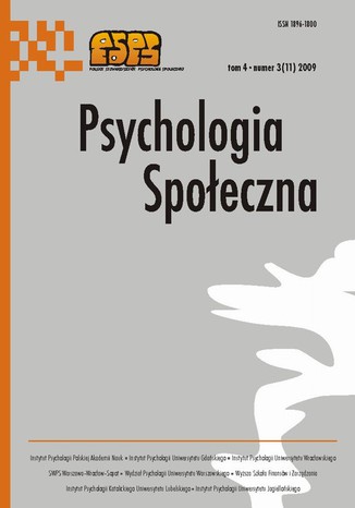 Psychologia Społeczna nr 3(11)/2009 Maria Lewicka - okladka książki