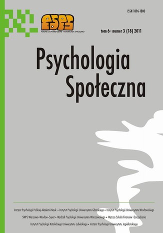 Psychologia Społeczna nr 3(18)/2011 Maria Lewicka - okladka książki