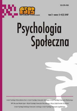 Psychologia Społeczna nr 3-4(5)/2007 Maria Lewicka - okladka książki