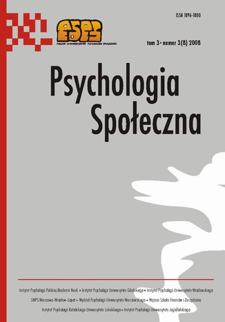 Psychologia Społeczna nr 3(8)/2008 Maria Lewicka - okladka książki
