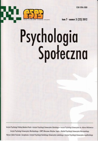 Psychologia Społeczna nr 3 (22) 2012 Maria Lewicka - okladka książki