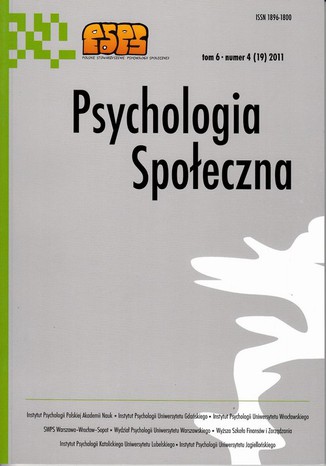 Psychologia Społeczna nr 4(19)/2011 Praca zbiorowa - okladka książki