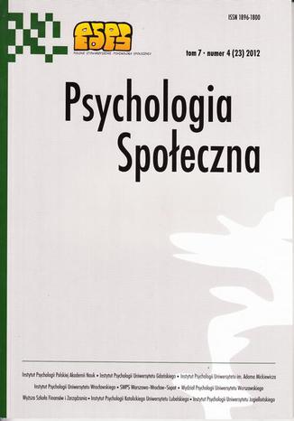 Psychologia Społeczna nr 4(23)/2012 Maria Lewicka - okladka książki