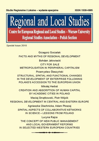 Regional and Local Studies, special issue 2010 Grzegorz Gorzelak - okladka książki