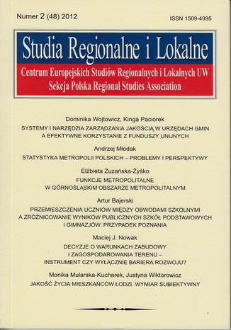 Studia Regionalne i Lokalne nr 2(48)/2012 Grzegorz Gorzelak - okladka książki