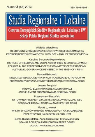 Studia Regionalne i Lokalne nr 3(53)/2013 Grzegorz Gorzelak - okladka książki