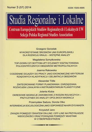 Studia Regionalne i Lokalne nr 3(57)2014 Grzegorz Gorzelak - okladka książki