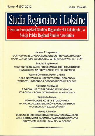 Studia Regionalne i Lokalne nr 4(50)/2012 Grzegorz Gorzelak - okladka książki
