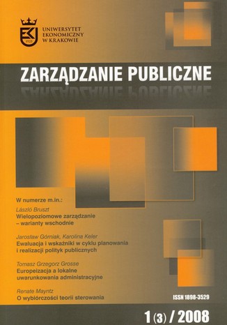 Zarządzanie Publiczne nr 1(3)/2008 Jerzy Hausner - okladka książki