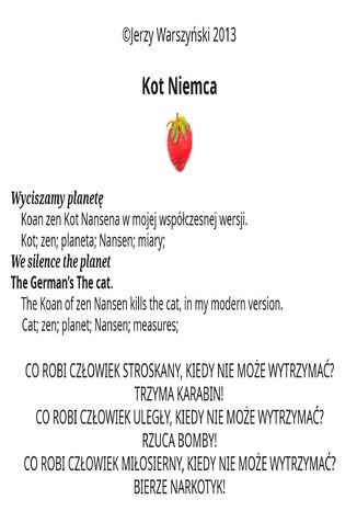 Kot Niemca. Koan zen "Kot Nansena" we współczesnej wersji Jerzy Warszyński - okladka książki