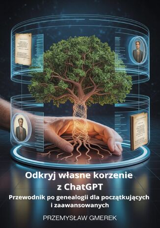 Odkryj własne korzenie z ChatGPT:  Przewodnik po genealogii dla początkujących  i zaawansowanych Przemysław Gmerek - okladka książki