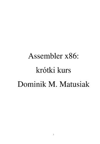 Assembler x86: krótki kurs Dominik M. Matusiak - okladka książki