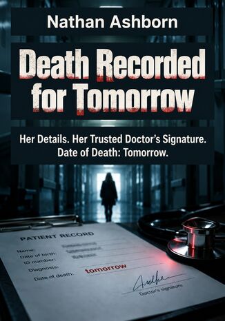 Death Recorded for Tomorrow - Her Details. Her Trusted Doctor's Signature. Date of Death: Tomorrow Nathan Ashborn - okladka książki