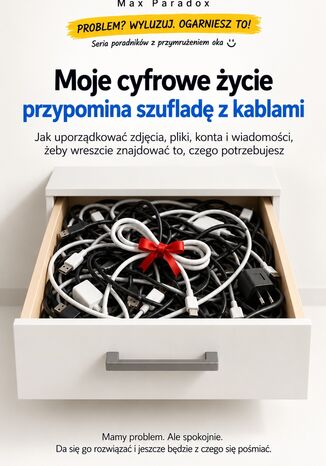 Moje cyfrowe życie przypomina szufladę z kablami - Jak uporządkować zdjęcia, pliki, konta i wiadomości, żeby wreszcie znajdować to, czego potrzebujesz Max Paradox - okladka książki