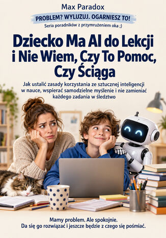 Dziecko Ma AI do Lekcji i Nie Wiem, Czy To Pomoc, Czy Ściąga - Jak ustalić zasady korzystania ze sztucznej inteligencji w nauce, wspierać samodzielne myślenie i nie zamieniać każdego zadania w śledztwo Max Paradox - okladka książki