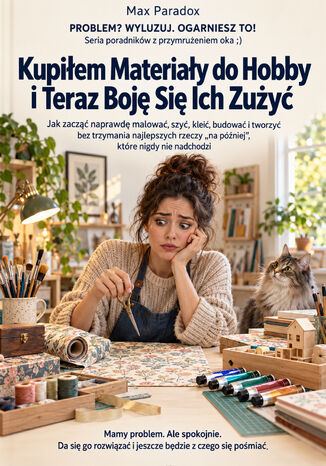 Kupiłem Materiały do Hobby i Teraz Boję Się Ich Zużyć - Jak zacząć naprawdę malować, szyć, kleić, budować i tworzyć bez trzymania najlepszych rzeczy "na później", które nigdy nie nadchodzi Max Paradox - okladka książki