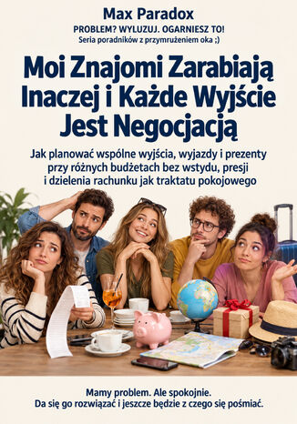 Moi Znajomi Zarabiają Inaczej i Każde Wyjście Jest Negocjacją - Jak planować wspólne wyjścia, wyjazdy i prezenty przy różnych budżetach bez wstydu, presji i dzielenia rachunku jak traktatu pokojowego Max Paradox - okladka książki