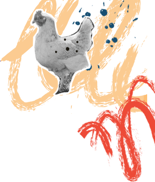 Grafika z kurą po prawej stronie