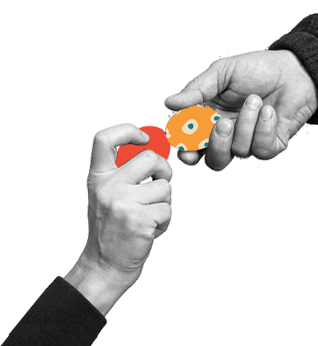 Grafika z ręką po lewej stronie