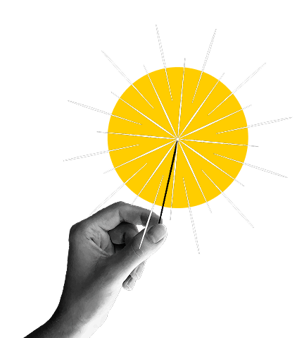 Lewa ręka trzymająca zimny ogień