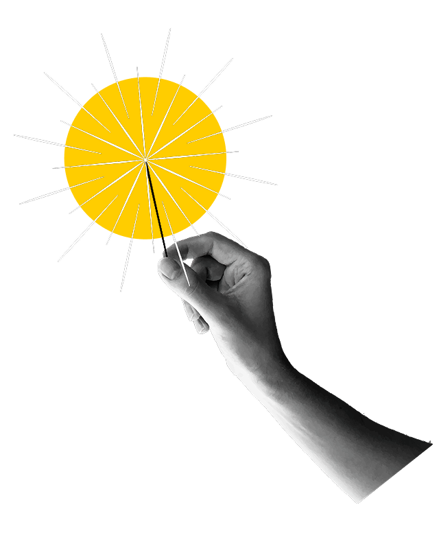 Prawa ręka trzymająca zimny ogień