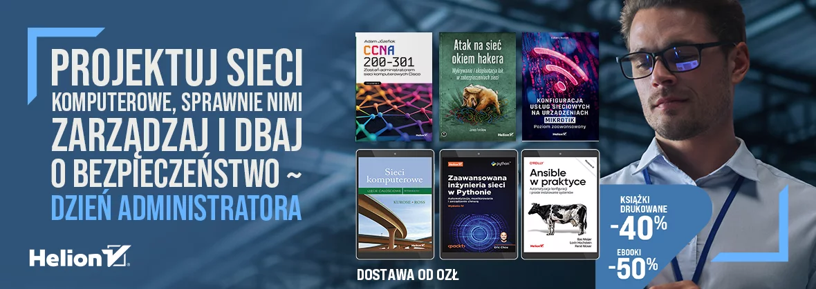 Grafika promocyjna - Dzień Administratora [Książki drukowane -40%| Ebooki -50%]